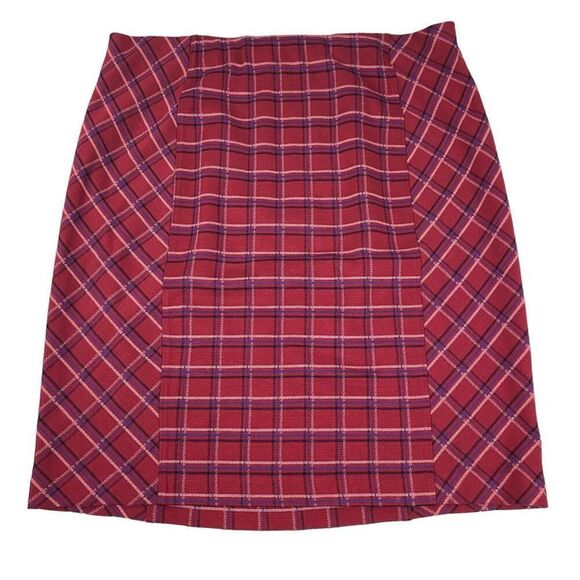 J. Jill Ponte Pull On Red Plaid Skirt size Large Tall - Picture 1 of 5